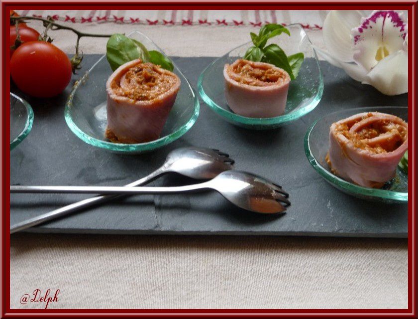 roulade de jambon au pesto de tomate