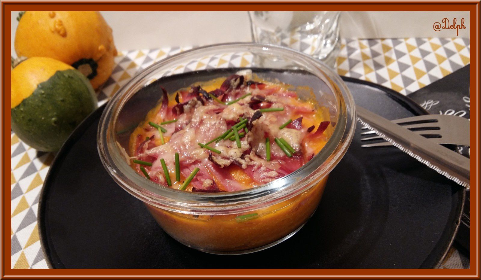 Gratin de purée de butternut, patate douce au bacon et Comté – Oh, la