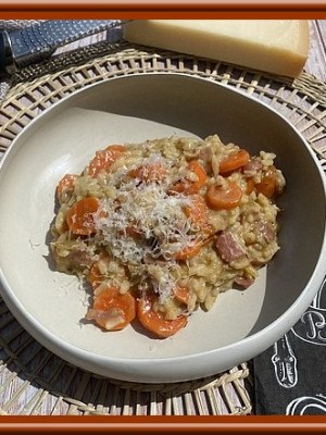 Risotto aux carottes et poitrine&nbsp;fumée