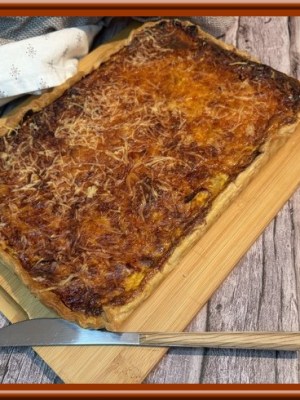 Tarte au chorizo, courgette et carottes&nbsp;râpées